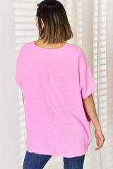 Zenana Texture Short Sleeve T-Shirt - Trendsi - Flyclothing LLC