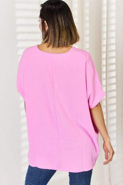 Zenana Texture Short Sleeve T-Shirt - Trendsi - Flyclothing LLC