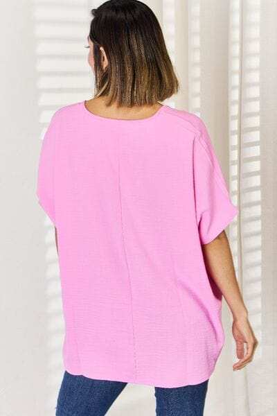 Zenana Texture Short Sleeve T-Shirt - Trendsi - Flyclothing LLC