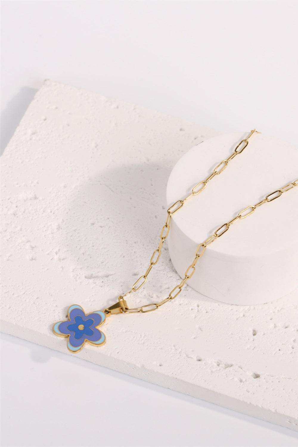 Flower Pendant Stainless Steel Necklace - Trendsi - Flyclothing LLC