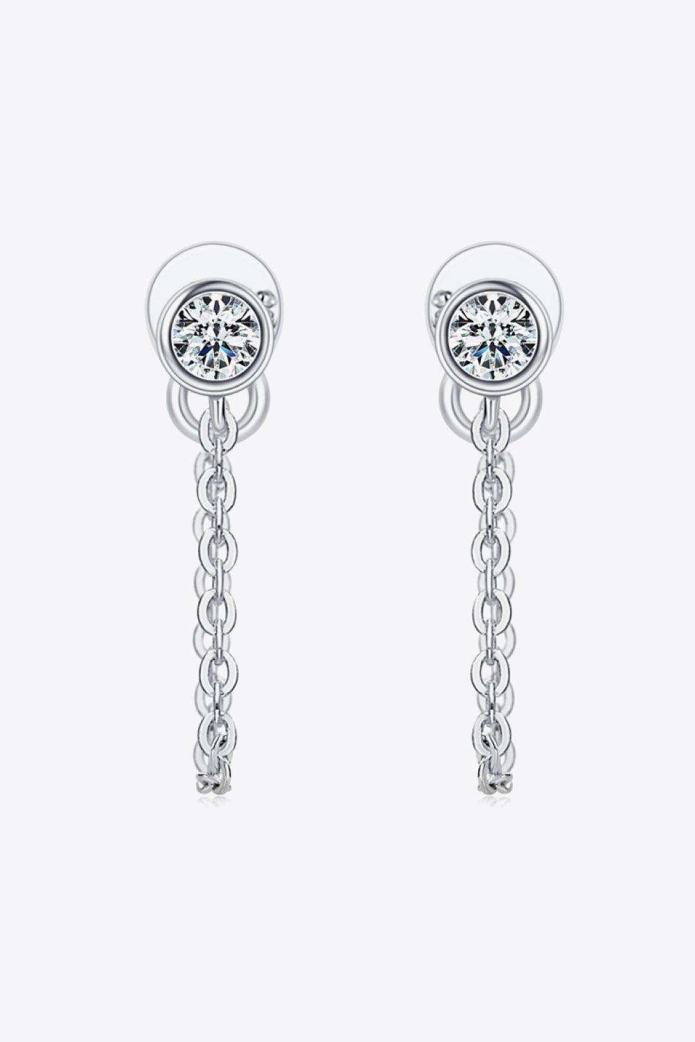 Inlaid Moissanite Chain Earrings - Trendsi - Flyclothing LLC