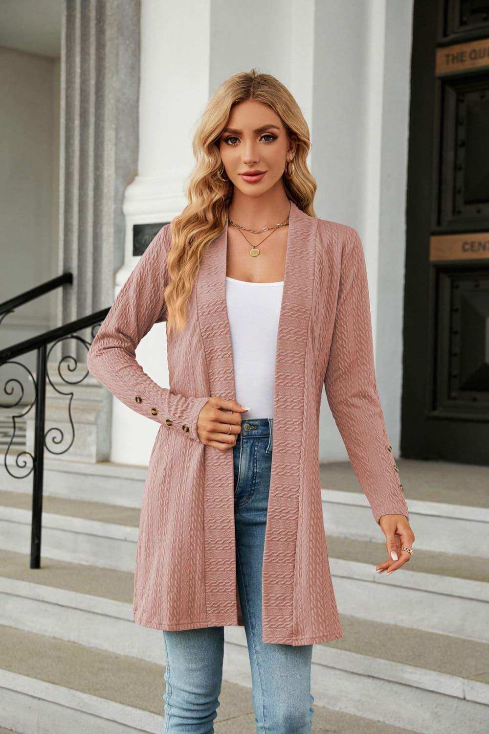 Long Sleeve Open Front Cardigan - Trendsi - Flyclothing LLC