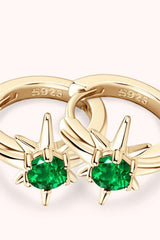 Lab-Grown Emerald Huggie Earrings - Trendsi - Flyclothing LLC