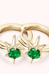 Lab-Grown Emerald Huggie Earrings - Trendsi