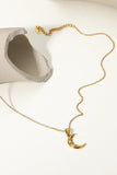 18K Gold Plated Inlaid Zircon Moon Pendant Necklace - Trendsi