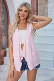 Eyelet Open Front Sleeveless Cardigan - Trendsi