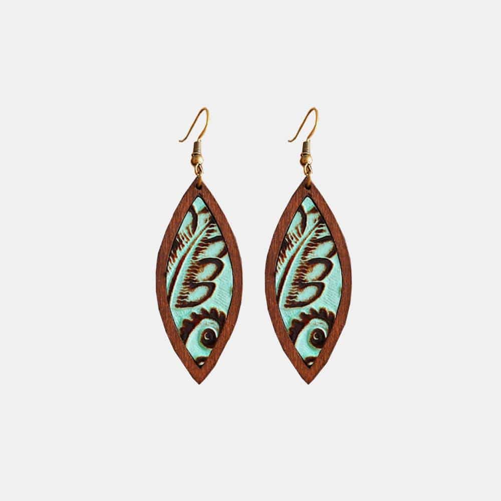 Geometrical Shape Wooden Dangle Earrings - Trendsi