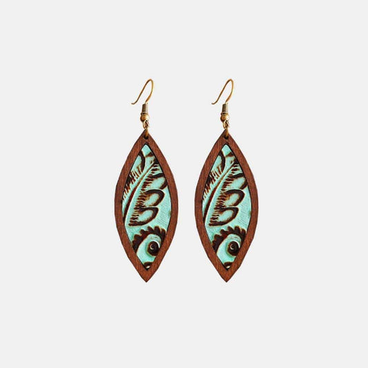 Geometrical Shape Wooden Dangle Earrings - Trendsi