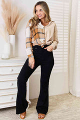 Double Take Plaid Print Dropped Shoulder Shirt - Trendsi - Flyclothing LLC