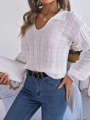 Johnny Collar Drop Shoulder Sweater - Trendsi