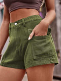 High Waist Denim Shorts with Pockets - Trendsi - Flyclothing LLC