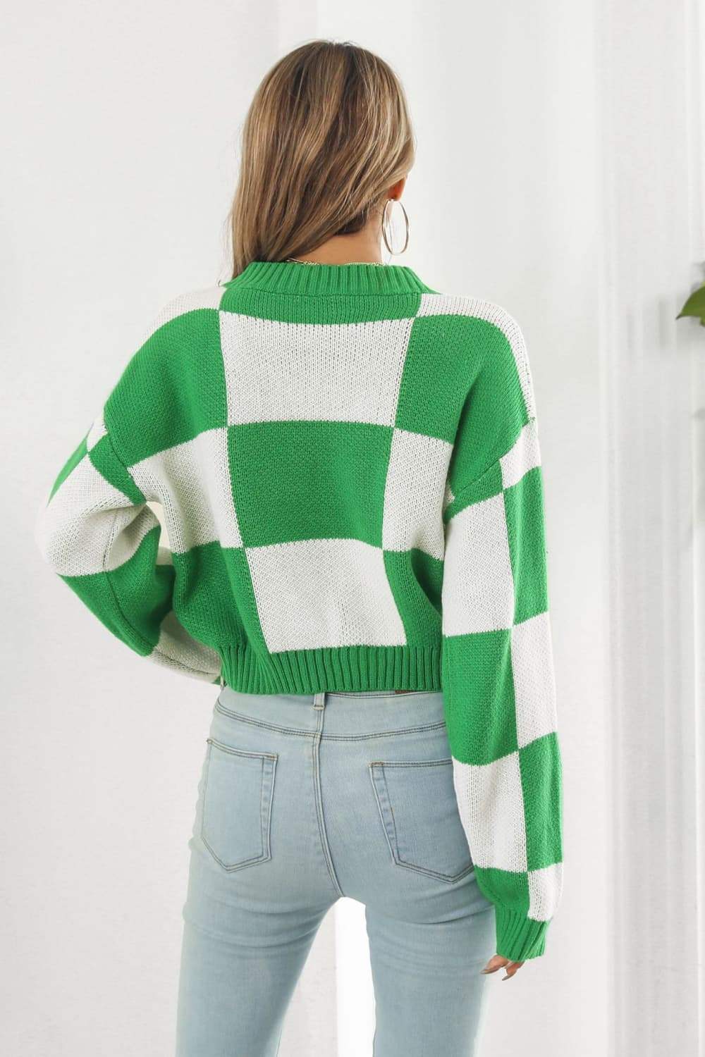 Color Block Round Neck Dropped Shoulder Sweater - Trendsi - Flyclothing LLC