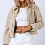 Long Sleeve Collared Neck Sherpa Jacket - Trendsi - Flyclothing LLC