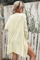 Button Down Long Sleeve Longline Cardigan - Trendsi - Flyclothing LLC