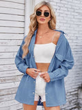 Pocketed Snap Down Dropped Shoulder Denim Shacket - Trendsi