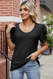 Eyelet Ruffled Round Neck T-Shirt - Trendsi - Flyclothing LLC
