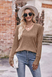 V-Neck Long Sleeve Ribbed Top - Trendsi - Flyclothing LLC