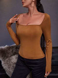 Square Neck Long Sleeve T-Shirt - Trendsi - Flyclothing LLC