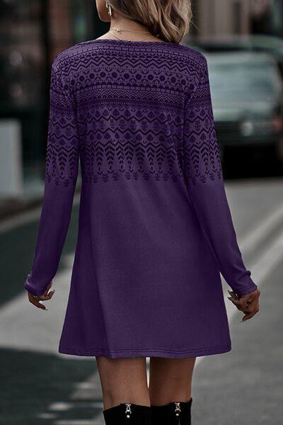 Printed Round Neck Long Sleeve T-Shirt - Trendsi