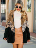 Leopard Color Block Hooded Teddy Jacket - Trendsi - Flyclothing LLC
