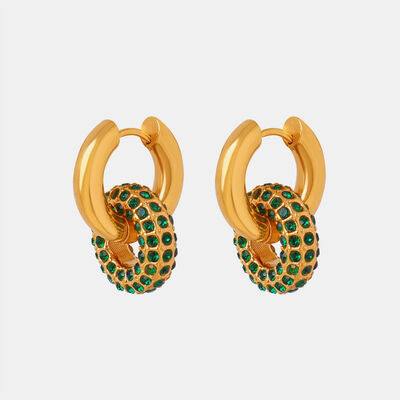 Titanium Steel Inlaid Zircon Double-Hoop Earrings - Flyclothing LLC