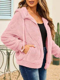 Drawstring Zip Up Hooded Plush Jacket - Trendsi - Flyclothing LLC