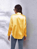 Collared Neck Buttoned Long Sleeve Shirt - Trendsi - Flyclothing LLC
