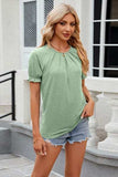 Round Neck Flounce Sleeve T-Shirt - Trendsi - Flyclothing LLC