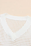 Openwork V-Neck Dropped Shoulder Knit Top - Trendsi - Flyclothing LLC
