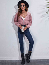 Drawstring Hooded Zip Up Jacket with Pockets - Trendsi - Flyclothing LLC