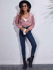 Drawstring Hooded Zip Up Jacket with Pockets - Trendsi