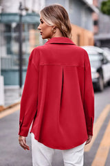 Dropped Shoulder Longline Shirt with Pockets - Trendsi - Flyclothing LLC