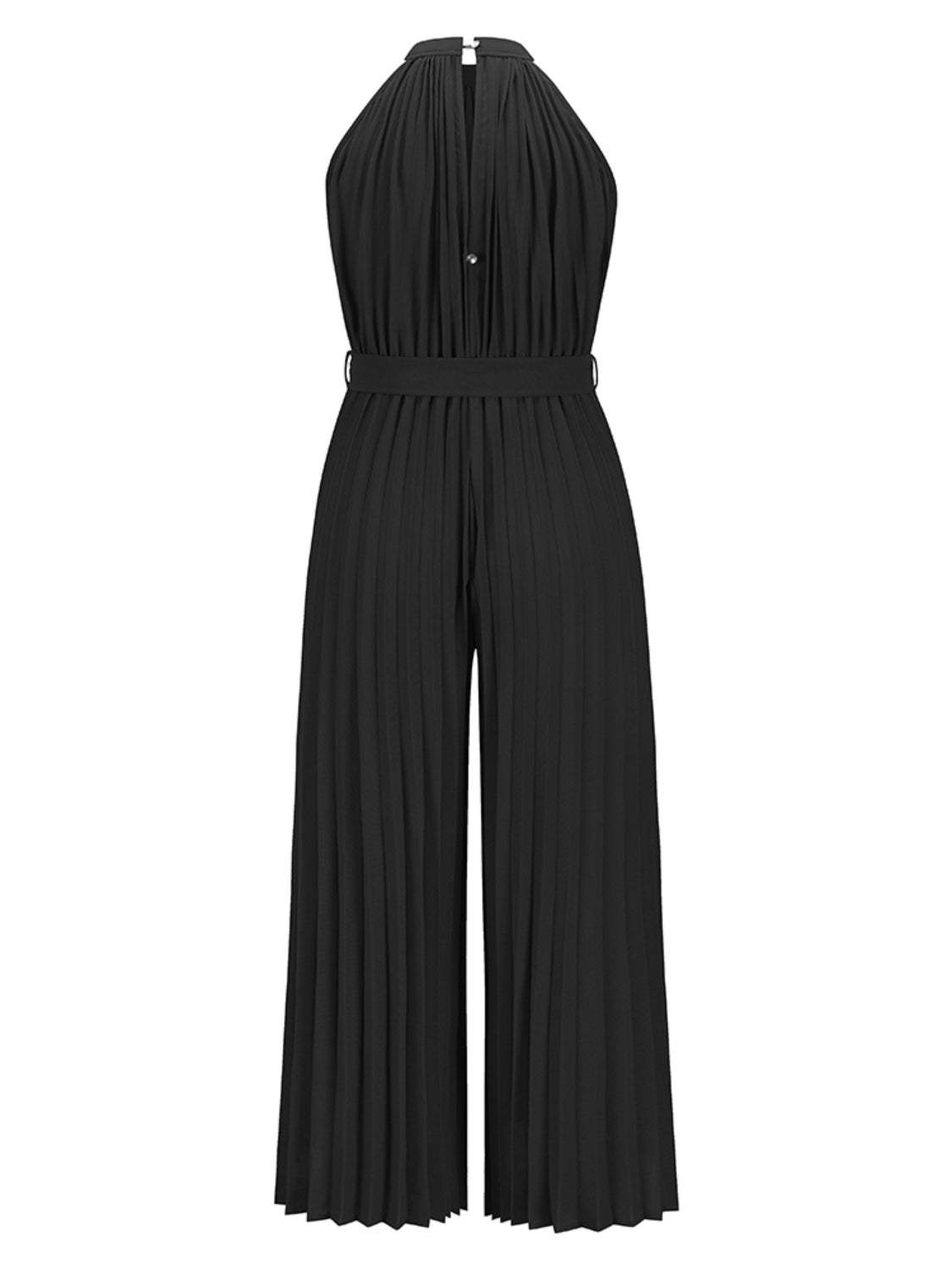 Cutout Tied Pleated Sleeveless Jumpsuit - Trendsi - Flyclothing LLC