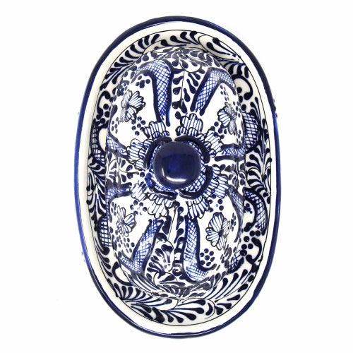 Handmade Pottery Butter Dish, Blue Flower - Encantada - Encantada - Flyclothing LLC