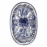 Handmade Pottery Butter Dish, Blue Flower - Encantada - Encantada
