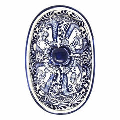 Handmade Pottery Butter Dish, Blue Flower - Encantada - Encantada