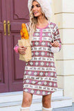 Christmas Pattern Half Button Dress - Trendsi - Flyclothing LLC