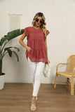 Swiss Dot Round Neck Tiered Blouse - Trendsi - Flyclothing LLC