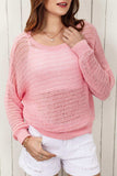 Openwork Round Neck Dropped Shoulder Knit Top - Trendsi - Flyclothing LLC