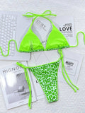 Leopard Print Halter Neck Tie Side Bikini Set - Trendsi - Flyclothing LLC