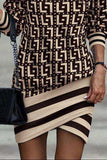 Printed Turtleneck Long Sleeve Mini Dress - Trendsi - Flyclothing LLC