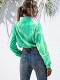 Tie-Dye Quarter Zip Dropped Shoulder Sweatshirt - Trendsi - Flyclothing LLC