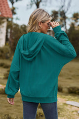 Cable-Knit Long Sleeve Hooded Jacket - Trendsi
