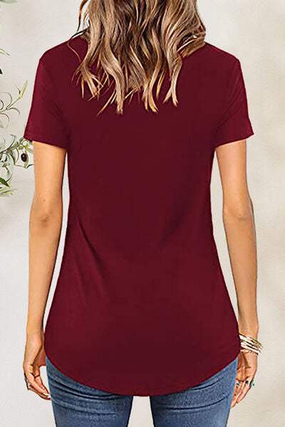 Crisscross Short Sleeve T-Shirt - Trendsi - Flyclothing LLC