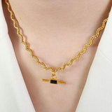 Stainless Steel Glass Cone Shaped Pendant Necklace - Trendsi - Flyclothing LLC