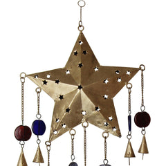 Handcrafted Ornate Star Chime, Recycled Iron and Glass Beads - Asha Handicrafts
