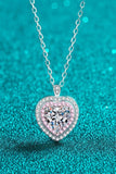 925 Sterling Silver 1 Carat Moissanite Heart Pendant Necklace - Trendsi