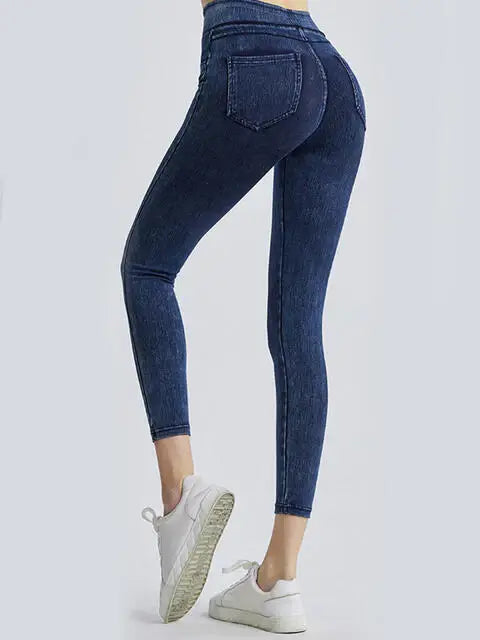 Wide Waistband Sports Leggings - Trendsi - Flyclothing LLC