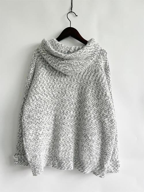Zip Up Drawstring Long Sleeve Hooded Sweater - Flyclothing LLC
