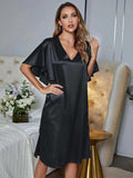 V-Neck Flutter Sleeve Night Dress - Trendsi - Flyclothing LLC